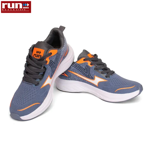 Run Shoes Blue/Orange Running Shoes For Men (7139)